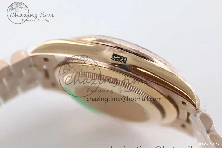 0419 Day Date 40mm RG 904L Steel TWF 1:1 Best Edition Black Crystal Dial on RG Bracelet A MoistureWicking 2349